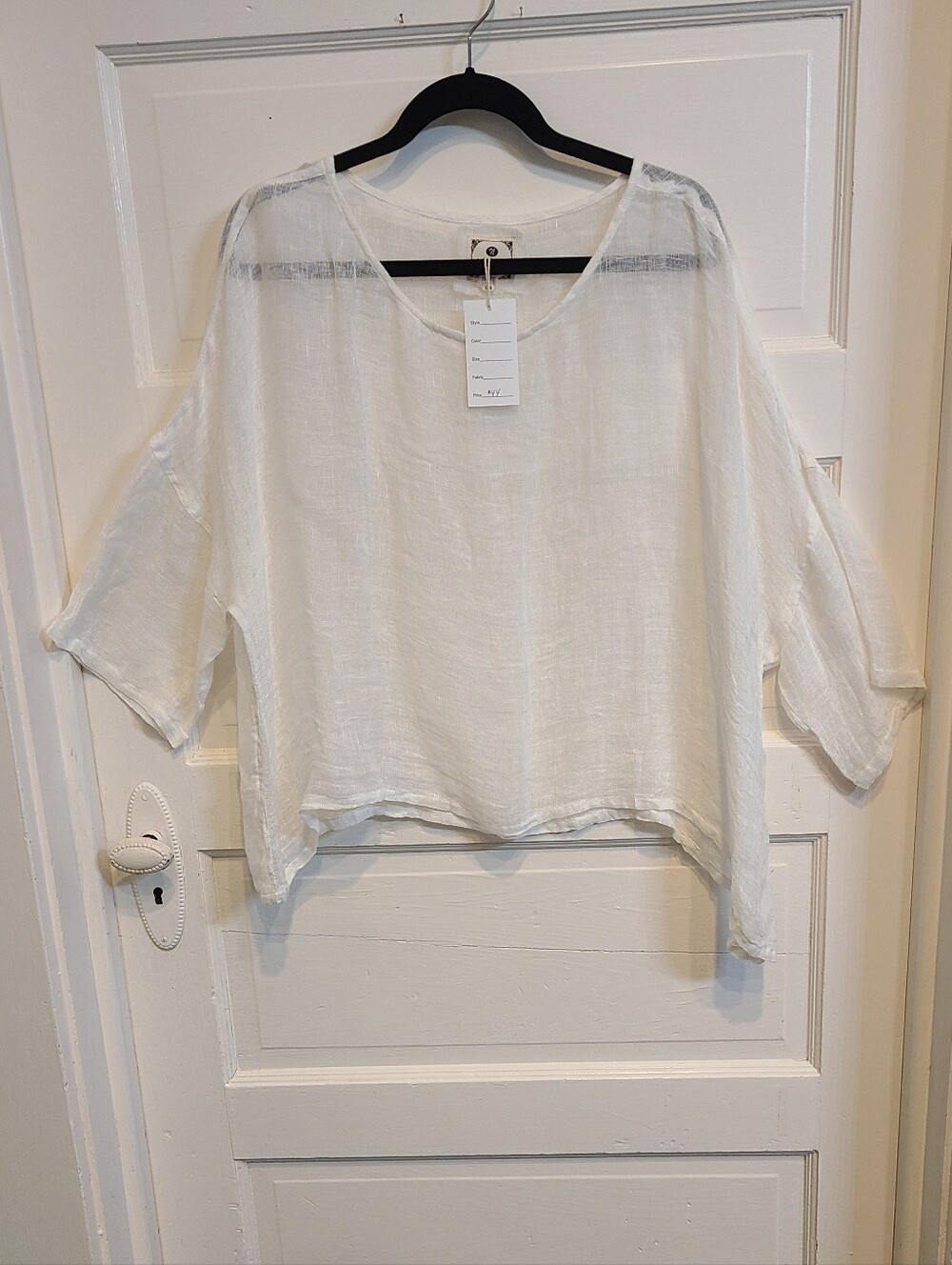 White Linen Relaxed Boxy Women's Top